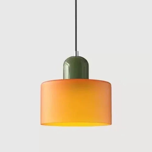 Vintage Stained Glass Chandelier Light Fixture – Modern Retro E27 Pendant Lamp in Pink, Orange, Green & White - Warm White - Matte Orange3