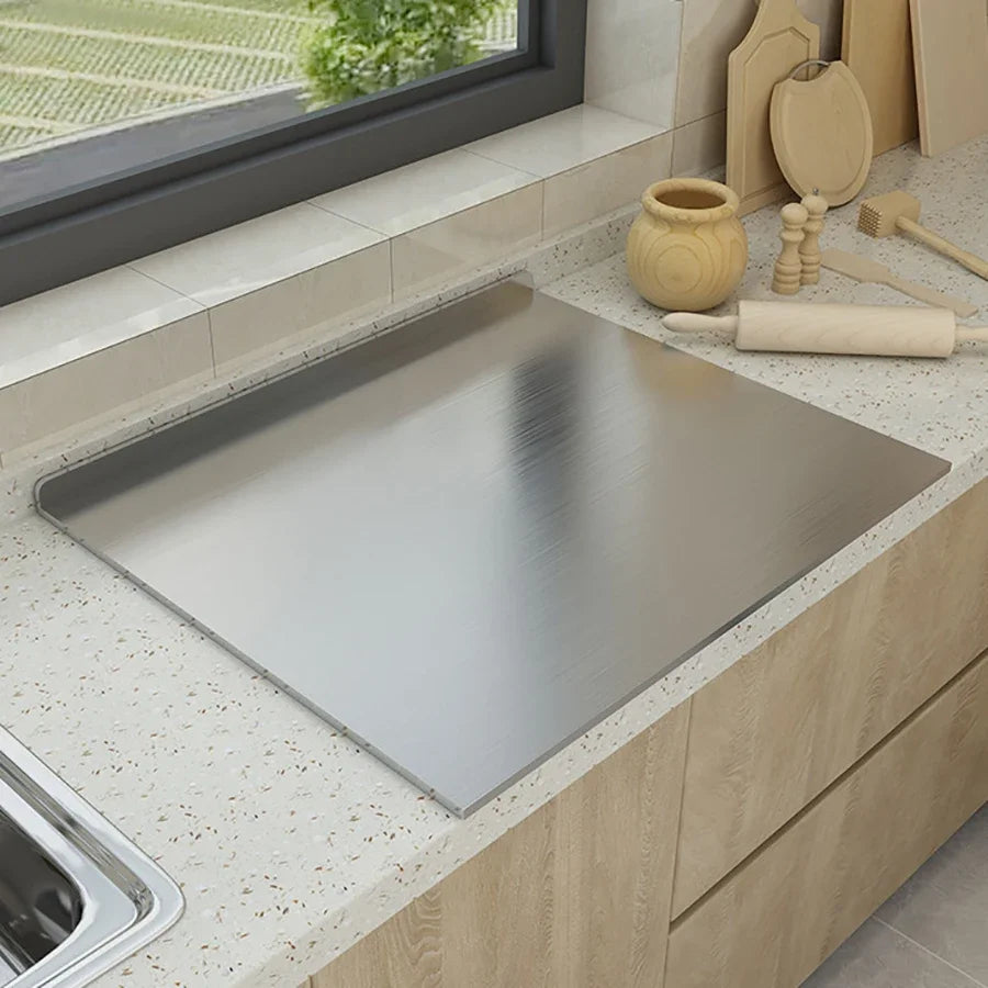 Stainless Steel L-Shaped Countertop Cutting Board – Antibacterial Kneading & Chopping Board for Kitchen - Product Photo 2