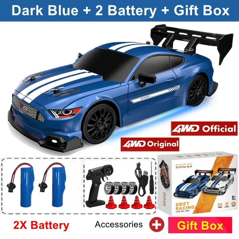 1:24 Scale 4WD RC Drift Car GTRPRO / AE86PRO Model – 2.4G High-Speed Remote Control 4x4 Drift Racing Vehicle Toy with Rechargeable Lithium Battery - GTRPRO DK BLU 2B Box