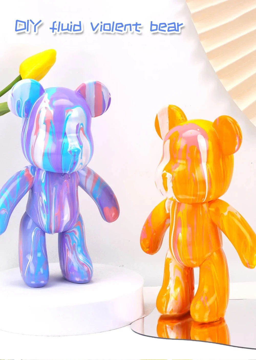 DIY Fluid Bear Brick Sculpture Kit – Violent Bear Pouring Paint Statue Set for Parent-Child Crafting & Modern Home Decor - Product Photo 5
