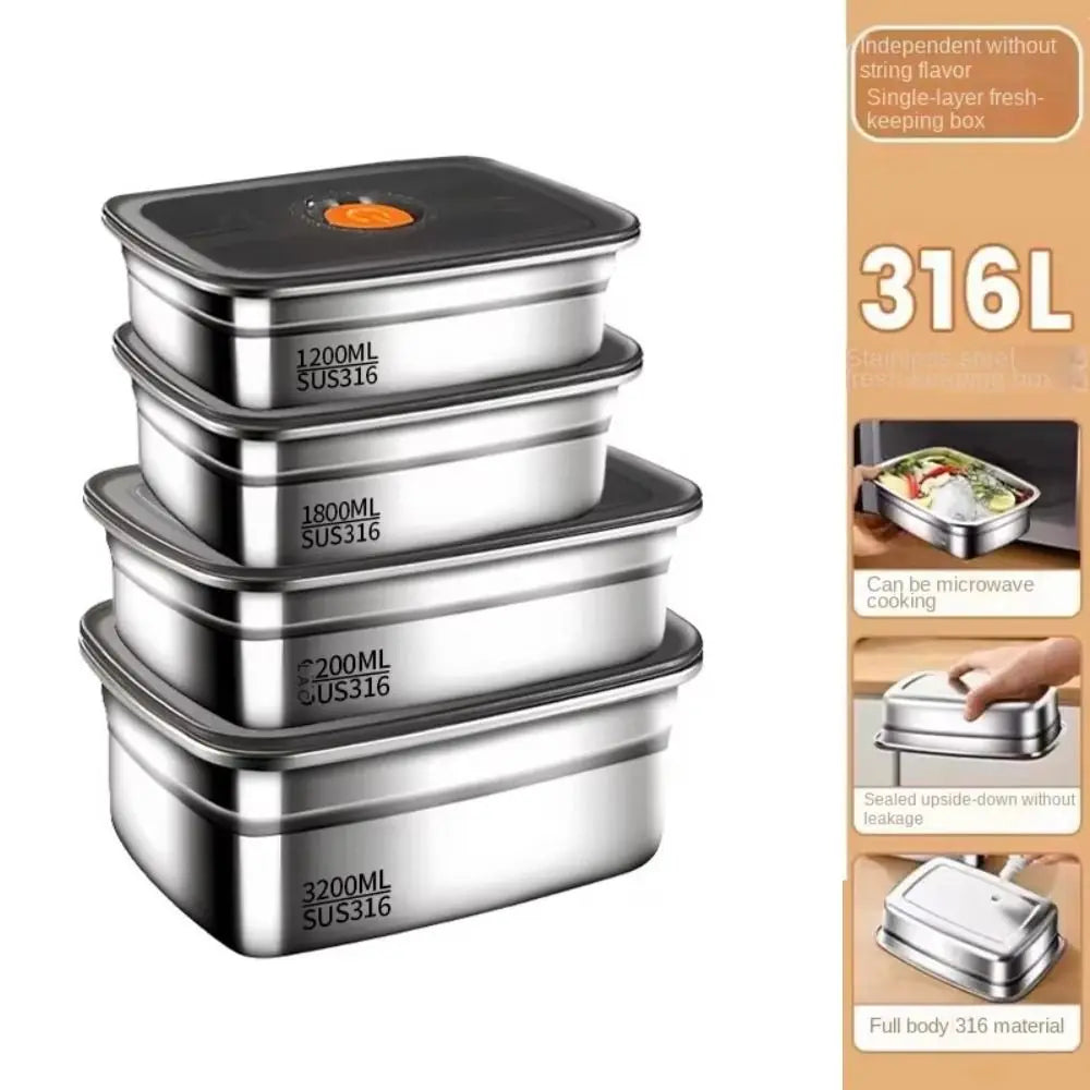 Heavy-Duty Stainless Steel Lunch Box – Large Capacity Refrigerator Storage Box (600ml–3200ml) - Product Photo 3