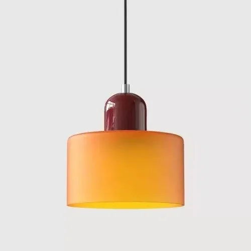 Vintage Stained Glass Chandelier Light Fixture – Modern Retro E27 Pendant Lamp in Pink, Orange, Green & White - Warm White - Matte Orange1