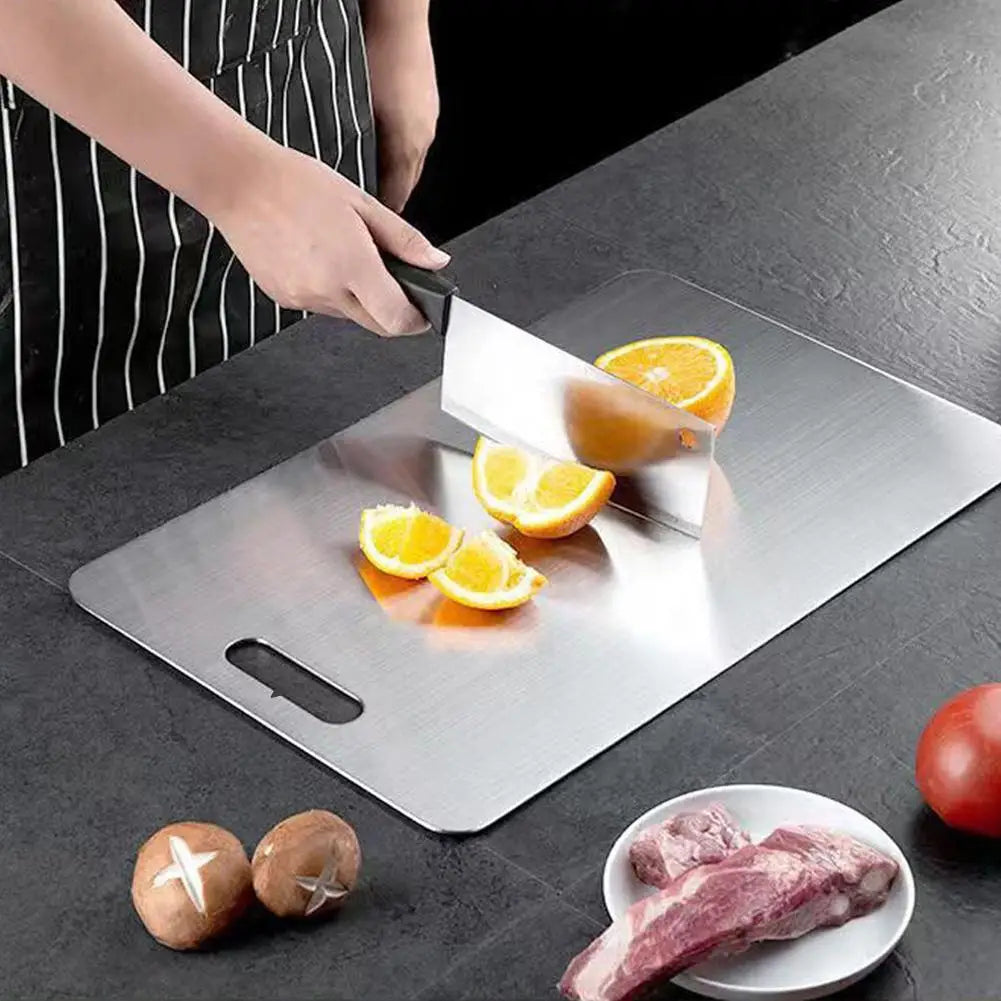 Heavy-Duty Stainless Steel Chopping Board – Antibacterial Heat-Resistant Prep Board for Meat & Fruits - Product Photo 4