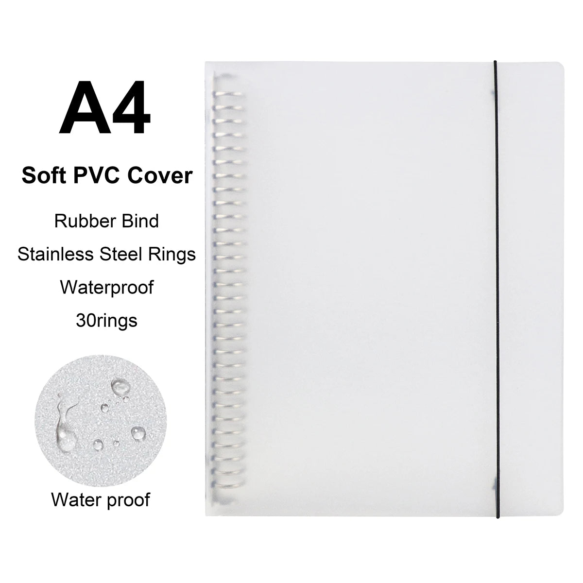 A4/B5/A5 Loose Leaf Refill Binder Notebook Blank/Line/Grid/Cornell Replacable Metal Ring Office&School Supplies Stationery - WhiteOnlyCover-A4