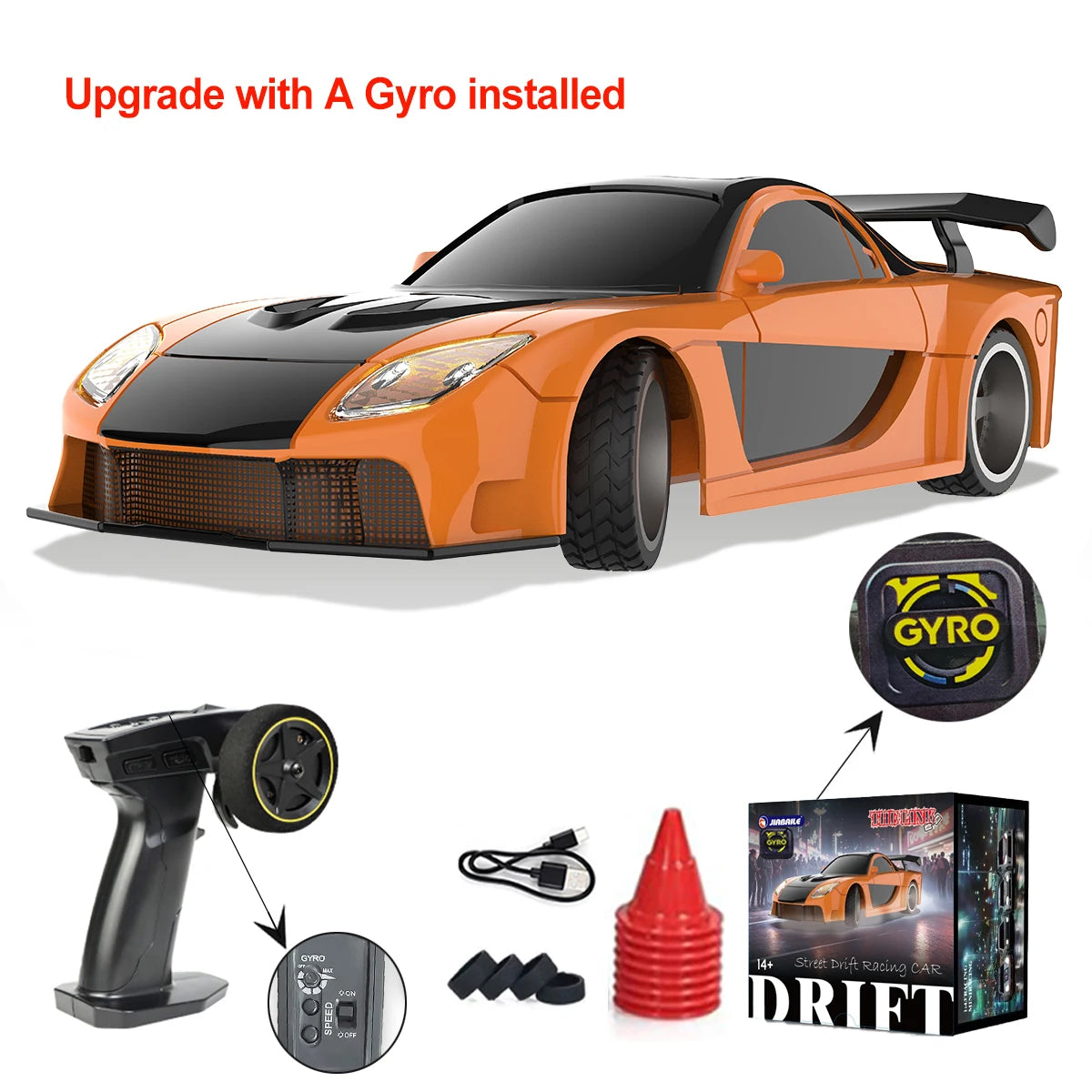 JIKEFUN 1/43 4WD Mini RC Drift Racing Car – Upgraded Gyro Assist, 2.4G High-Speed Radio Control RTR Vehicle with Rechargeable Battery - 4309 with gyro