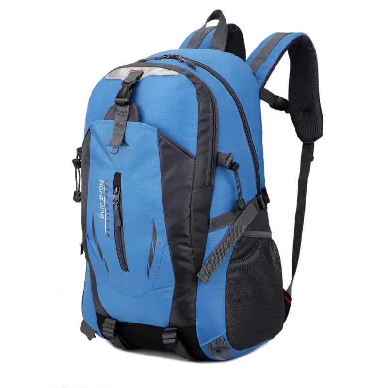 High-quality Nylon Waterproof Travel Backpack Men and Women Mountaineering Travel Bag Hiking Backpack Outdoor Sports Schoolbag - Blue