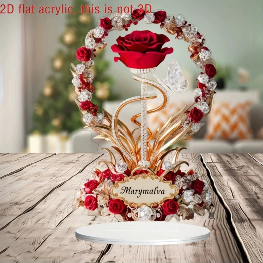 Elegant Acrylic Rose Flower Display Stand with Butterfly – Romantic Desktop Ornament for Wedding & Home Decor - Product Photo 4