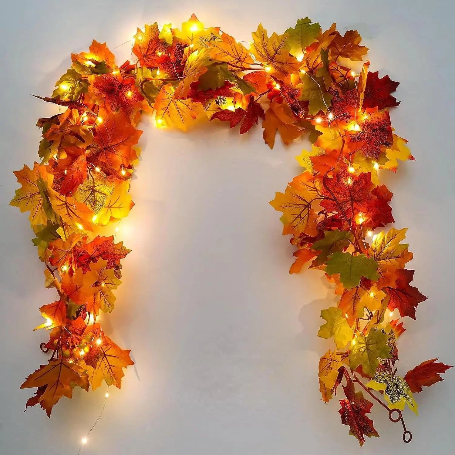 200CM Autumn Maple Leaf Vine Garland – Hanging Artificial Foliage Plant for Door, Window, Halloween & Thanksgiving Decor - Product Photo 1