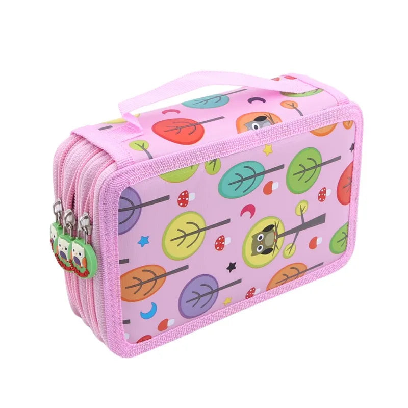 Multi-Slot Art Sketch Pencil Case (32/52/72 Slots) - Pink 52 hole