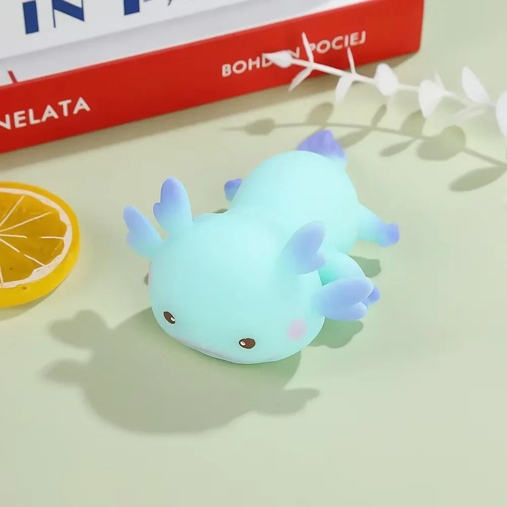 Axolotl Squeeze Ball Antistress Squishy Set – Cute Fish Slow Rising Stress Relief & Stretch Fidget Toy for Kids & Adults (1-4 Pcs) - Blue