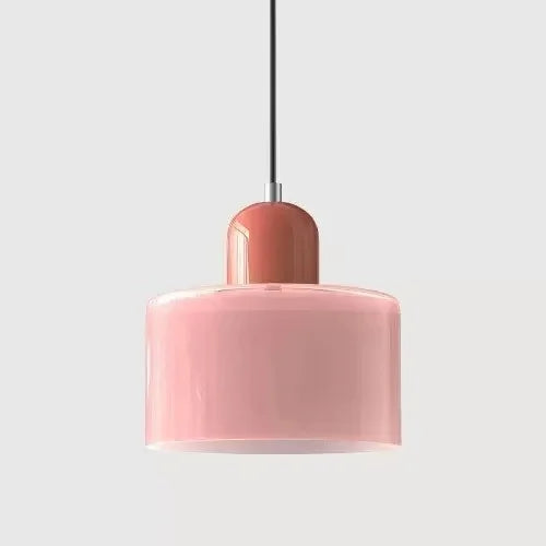 Vintage Stained Glass Chandelier Light Fixture – Modern Retro E27 Pendant Lamp in Pink, Orange, Green & White - Warm White - Pink2