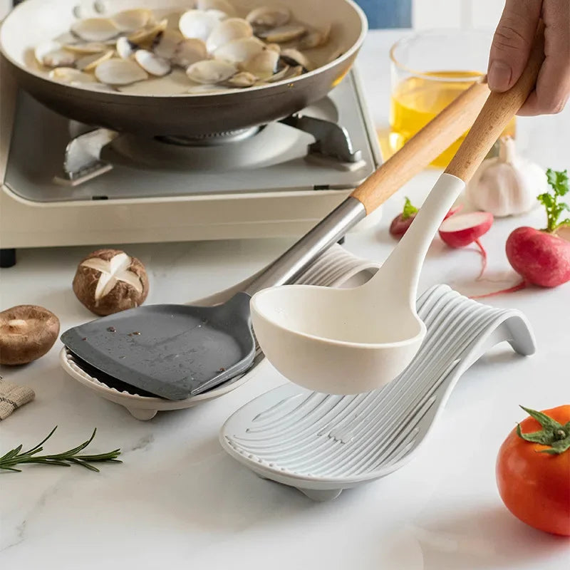 Silicone Insulated Spoon Holder Set – Heat-Resistant Spatula Tray & Cutlery Shelving Rack - Product Photo 4