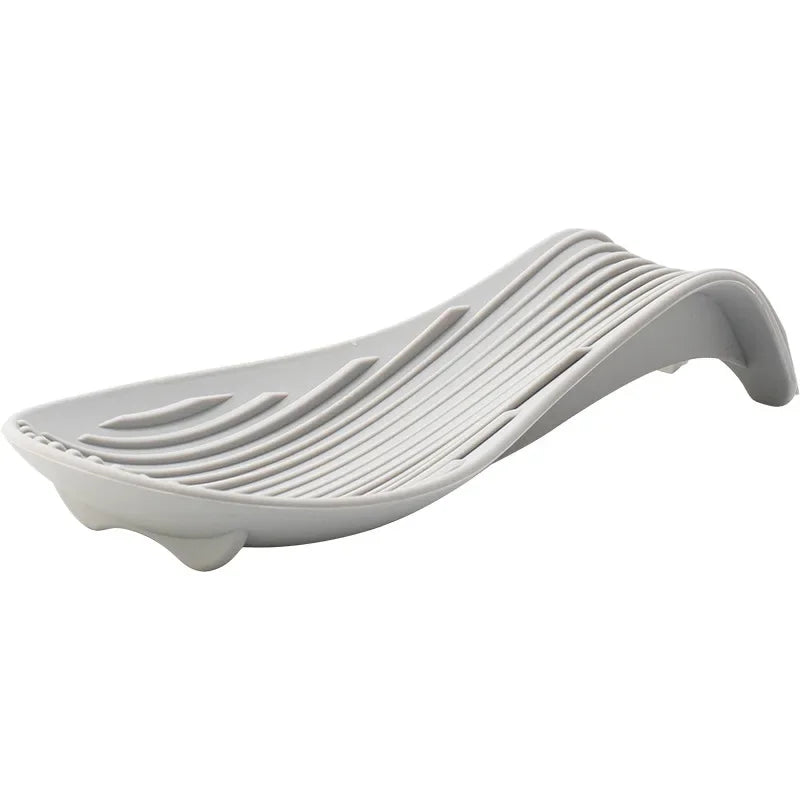 Silicone Insulated Spoon Holder Set – Heat-Resistant Spatula Tray & Cutlery Shelving Rack - 1Pc Grey