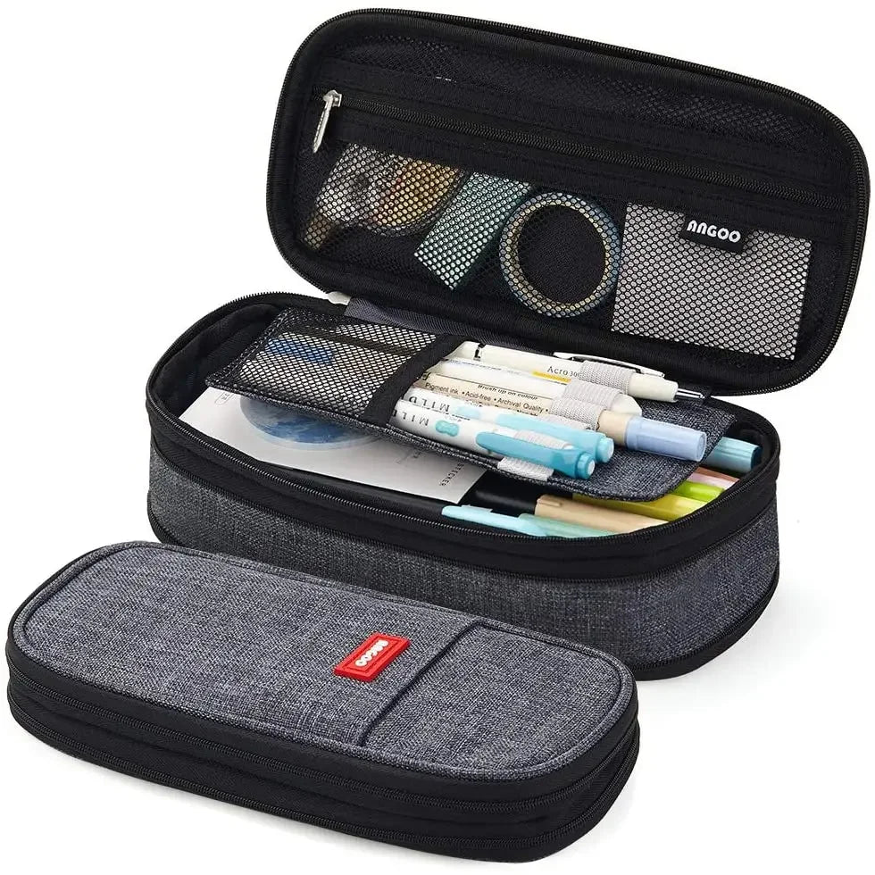 Purple Large Capacity Double Layer Pencil Case - Black - China Mainland