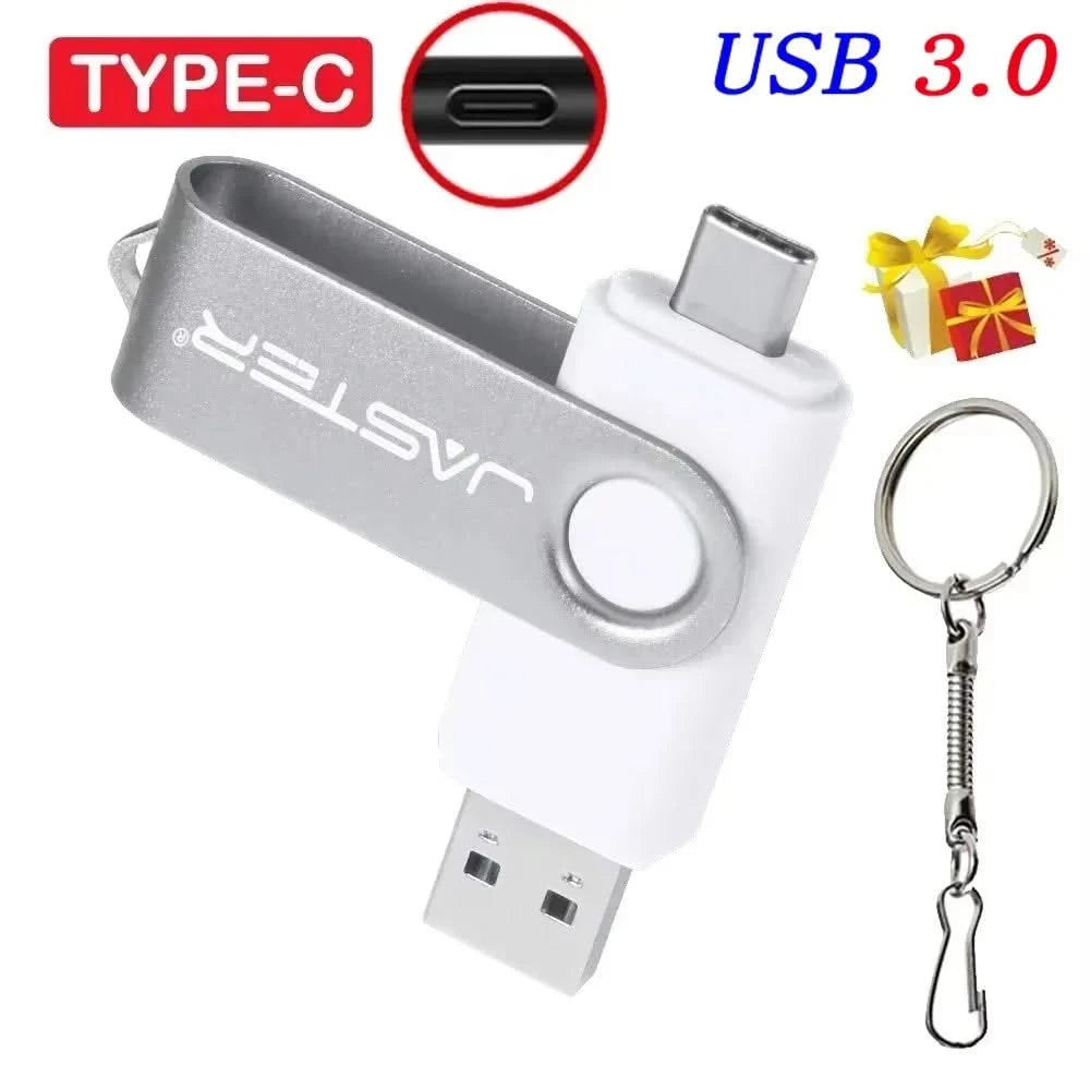 128GB USB 3.0 Type-C Flash Drive – High Speed Pen Drive with Keychain