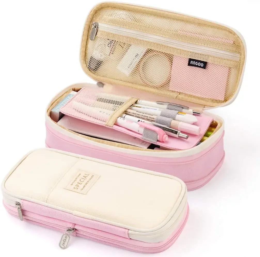 Purple Large Capacity Double Layer Pencil Case - Pink - China Mainland