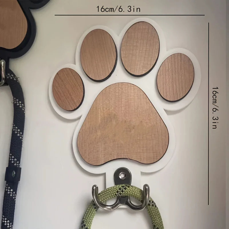 Wooden Paw Print Wall Hook Organizer – Decorative Pet Leash Holder & Key Hanger for Entryway - Product Photo 6