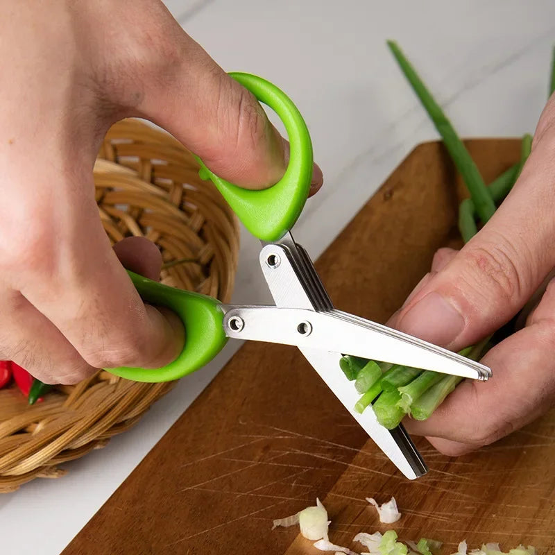 3/5 Layer Stainless Steel Kitchen Scissors – Fast Herb Chopper & Scallion Cutter for Cooking - Product Photo 2
