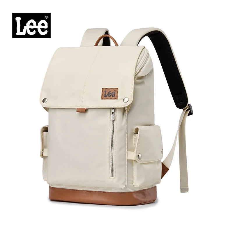 LEE Korean Style Flip Leather Backpack | 16 Inch Laptop Bag - Oxford-Khaki