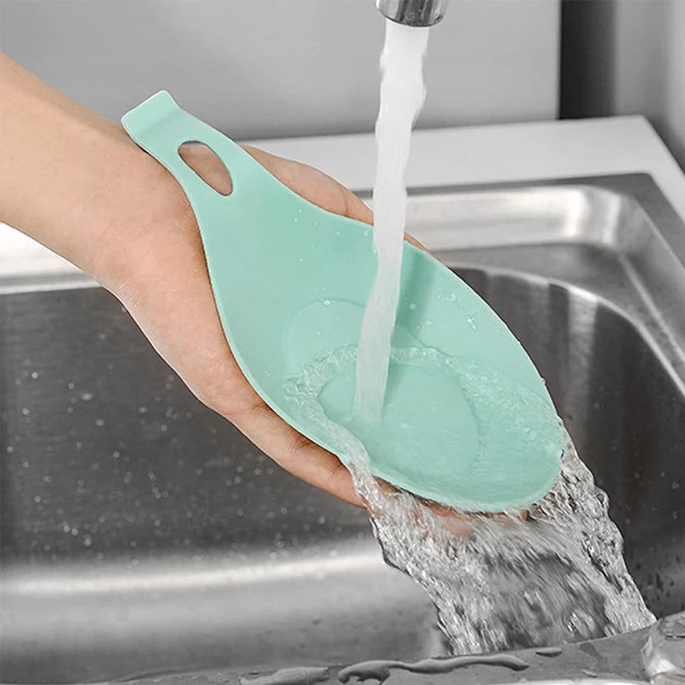 Stain-Proof Silicone Stovetop Spoon Holder – Heat Resistant Kitchen Utensil Placemat Tray with Hanging Hole - Product Photo 6