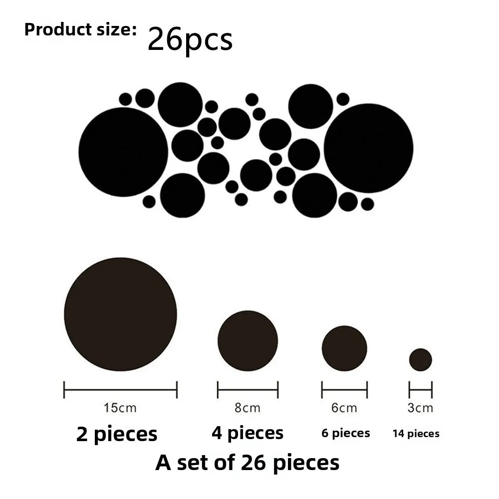 26-PC 3D Acrylic Circle Mirror Wall Stickers – Adhesive Reflective Decorative Panels for Bedroom, Living Room & TV Background - Product Photo 4