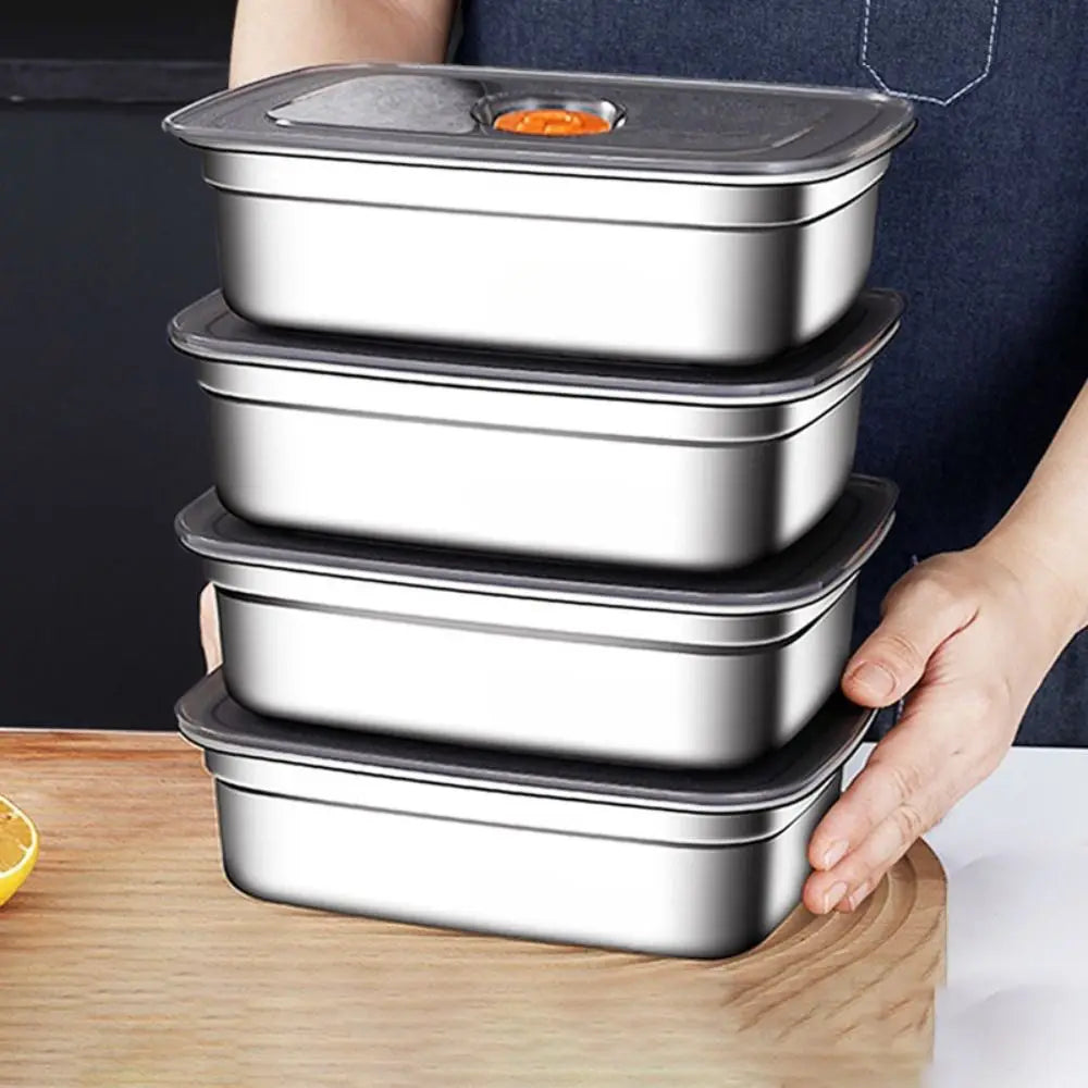 Heavy-Duty Stainless Steel Lunch Box – Large Capacity Refrigerator Storage Box (600ml–3200ml) - Product Photo 1