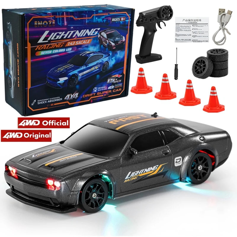 1:43 Scale 4WD RC Drift Car – 2.4GHz High-Speed Remote Control 4x4 Racing Toy with Rechargeable Lithium Battery for Kids & Adults - 1-43 Black Gift Box - China Mainland
