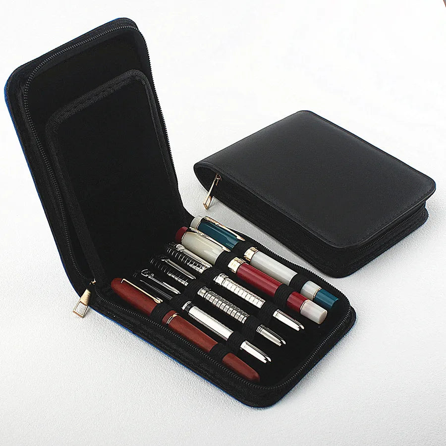 12-Slot Leather Fountain Pen Protective Case - Product Photo 1