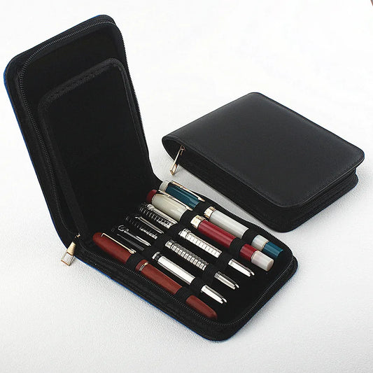 12-Slot Leather Fountain Pen Protective Case - Product Photo 1