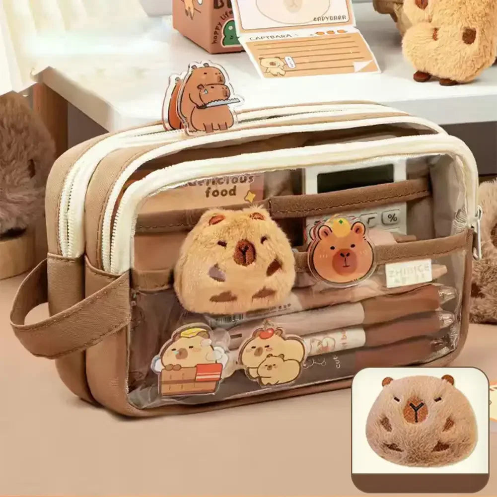 Cute Capybara 5-Layer Large Capacity Pencil Case - B