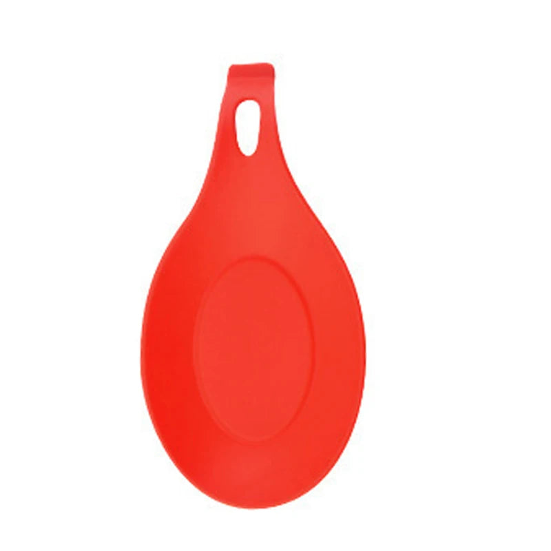 Silicone Spatula Holder Placemat – Heat-Resistant Kitchen Utensil Rest Tray & Countertop Protector - Red