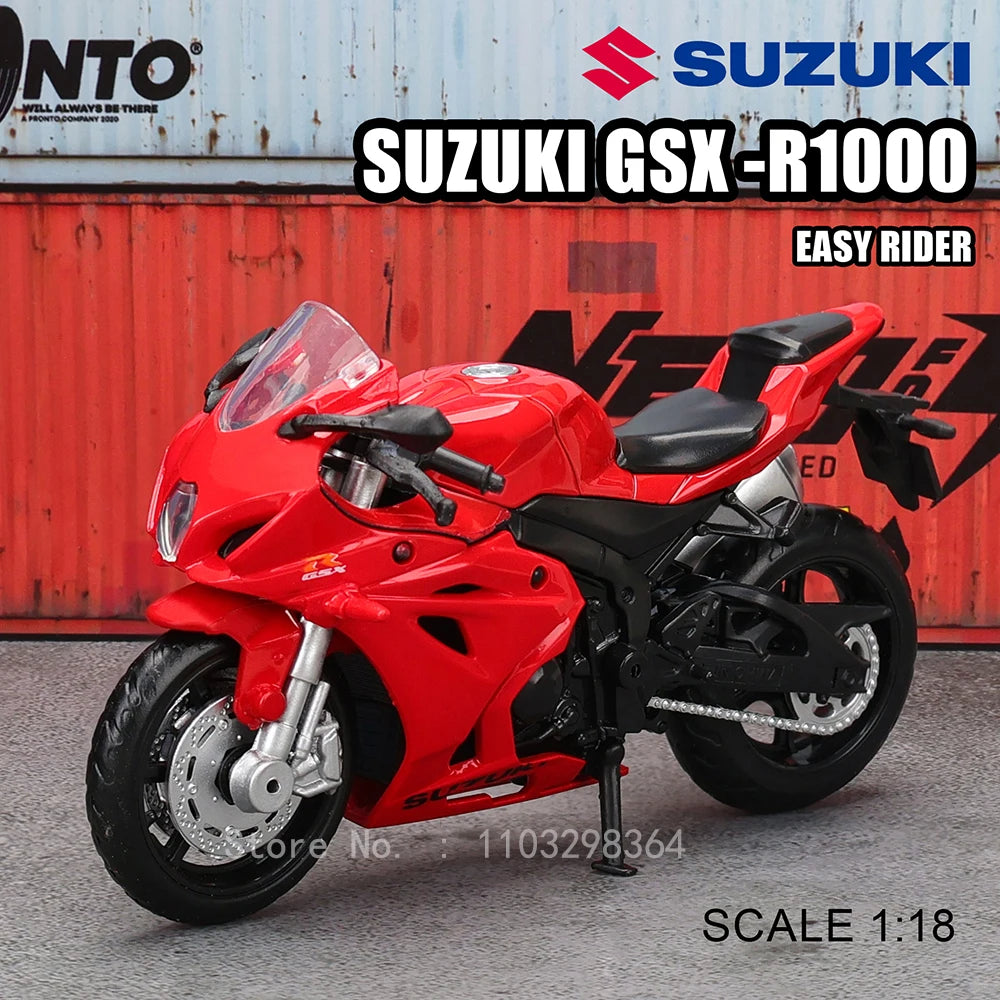 MSZ 1:18 Scale Diecast Alloy Motorcycle Model – Replica Suzuki GSX-R1000 & Yamaha YZF-R1 Static Display Superbike - 1-18 GSX-R1000