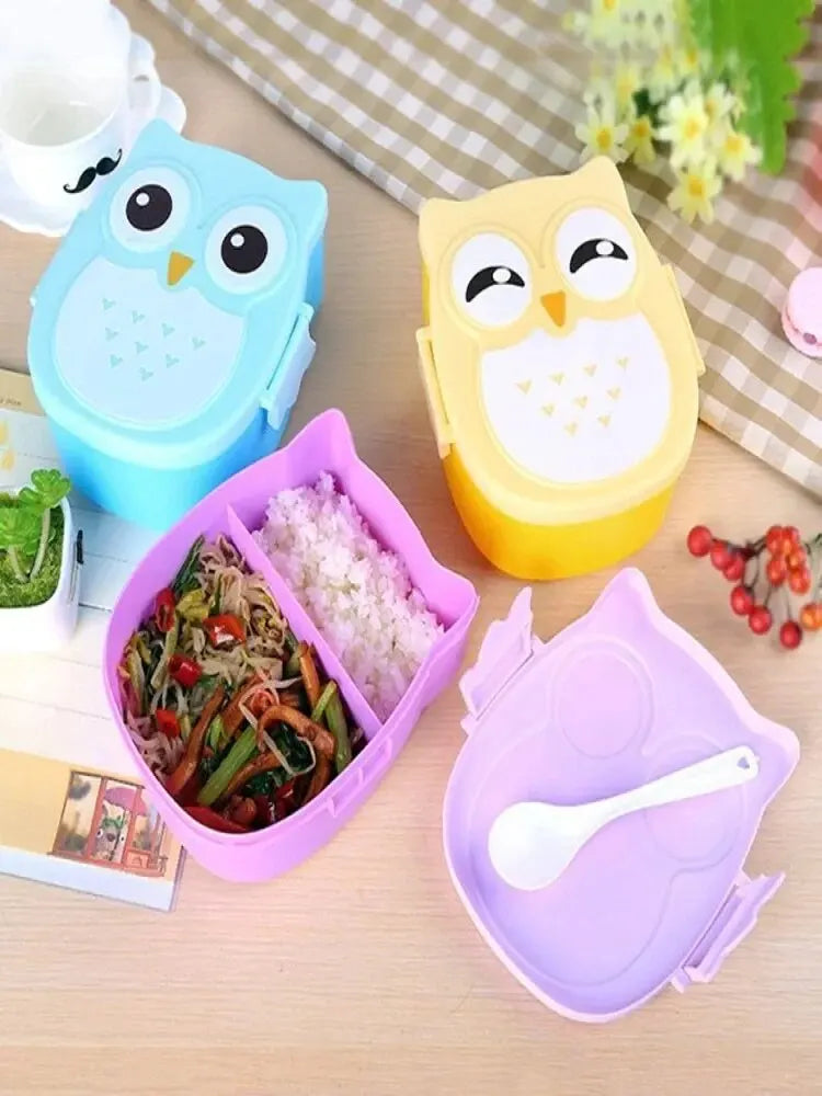 Portable Owl Kids Lunch Box with Lids – 2-Compartment Food Storage Box for School - Product Photo 4