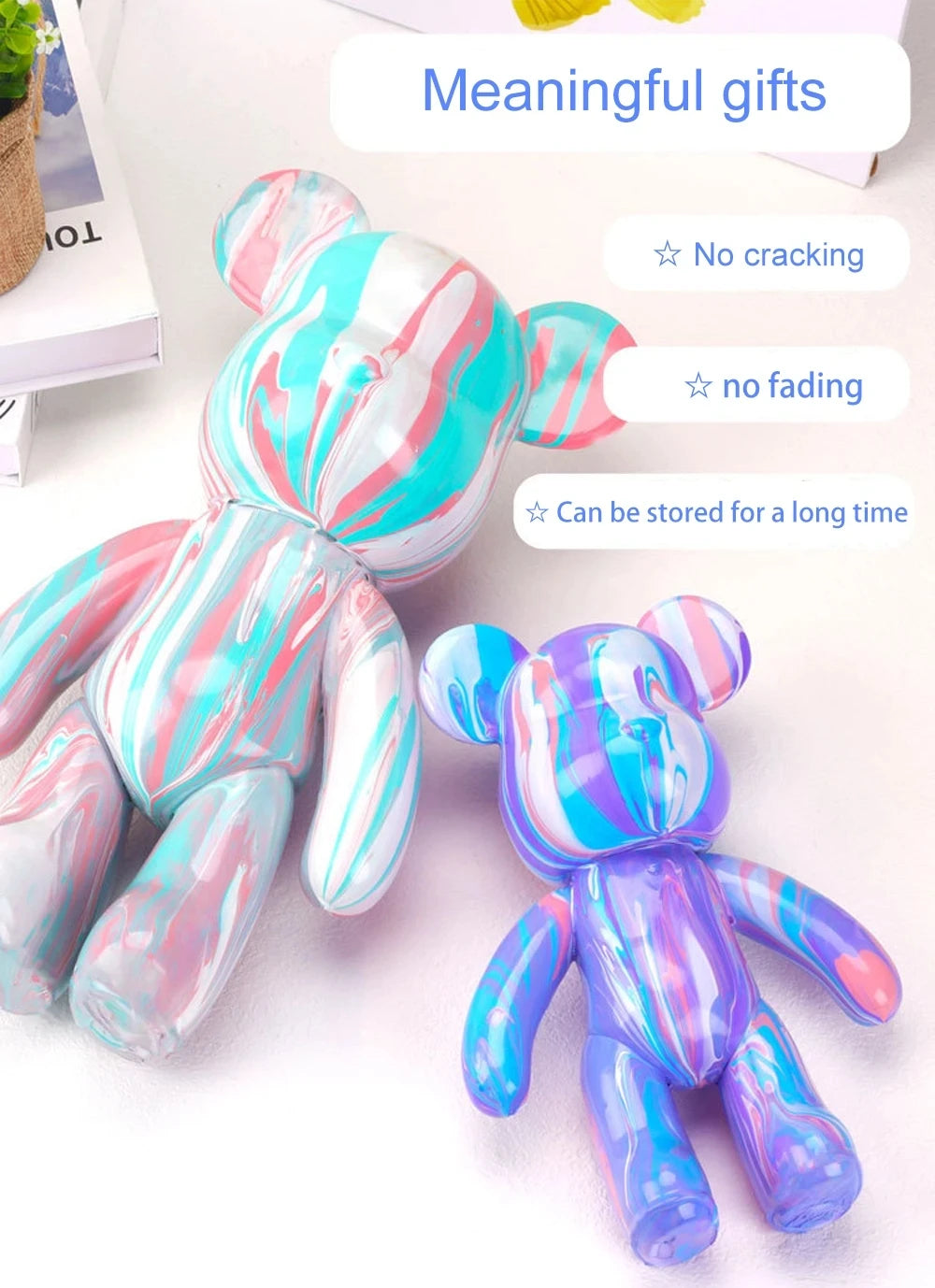 DIY Fluid Bear Brick Sculpture Kit – Violent Bear Pouring Paint Statue Set for Parent-Child Crafting & Modern Home Decor - Product Photo 6
