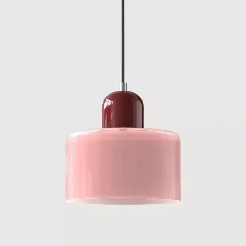 Vintage Stained Glass Chandelier Light Fixture – Modern Retro E27 Pendant Lamp in Pink, Orange, Green & White - Warm White - Pink1