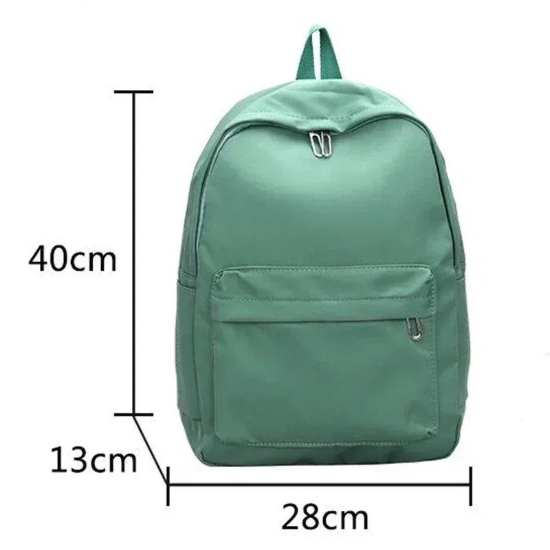 Waterproof Nylon Teenage Girl Schoolbag - Dark Green