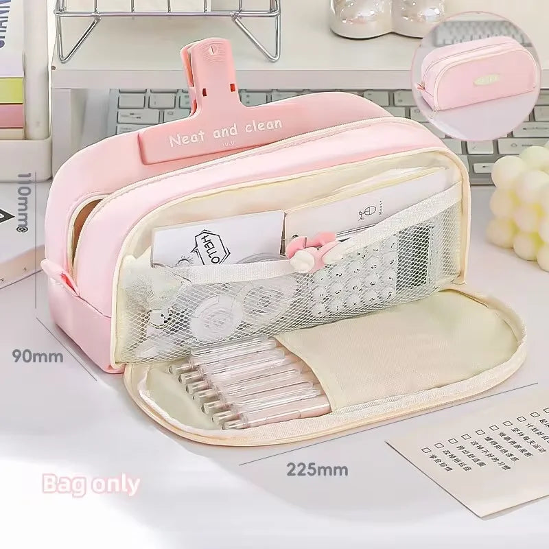 Multi-Section 85-Pen Capacity Pencil Case - Pink