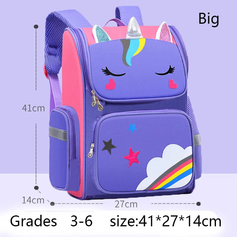 Cute Unicorn Rainbow Eyes Girls Backpack - Big-Purple