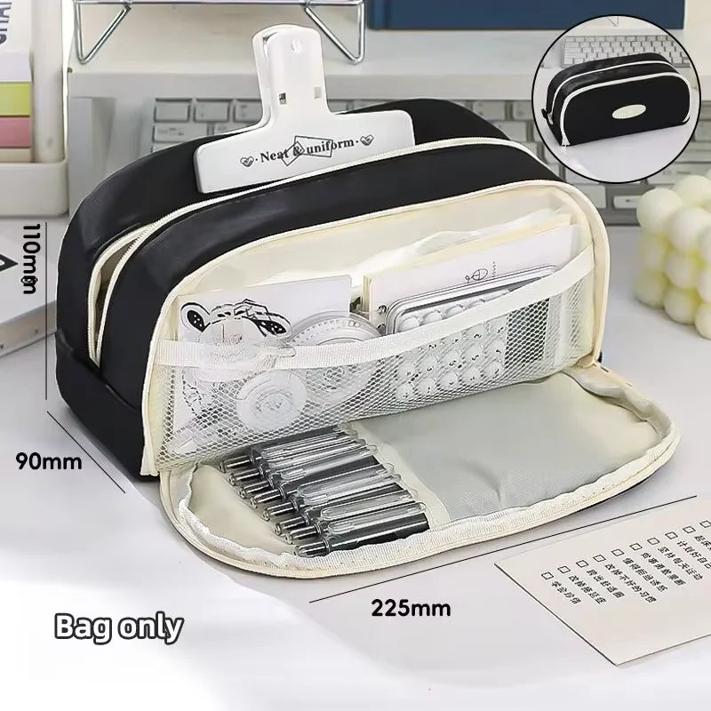 Multi-Section 85-Pen Capacity Pencil Case - Black
