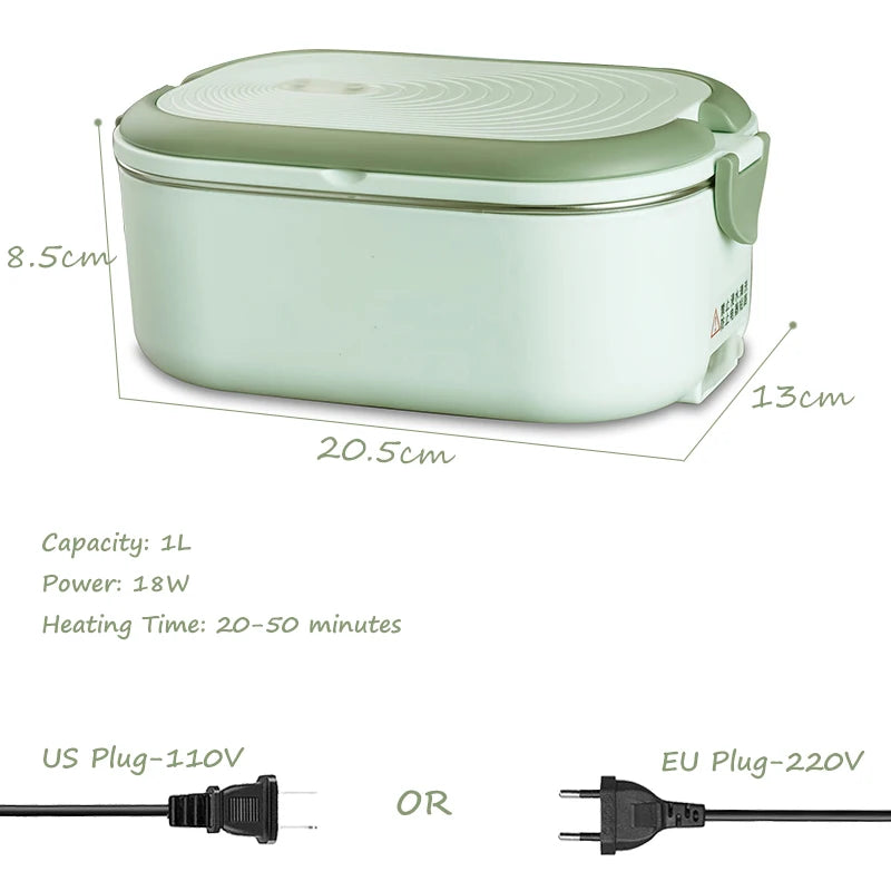 18W Electric Food Heating Lunch Box – 304 Stainless Steel Thermostatic Heater (110V/220V) - Product Photo 4