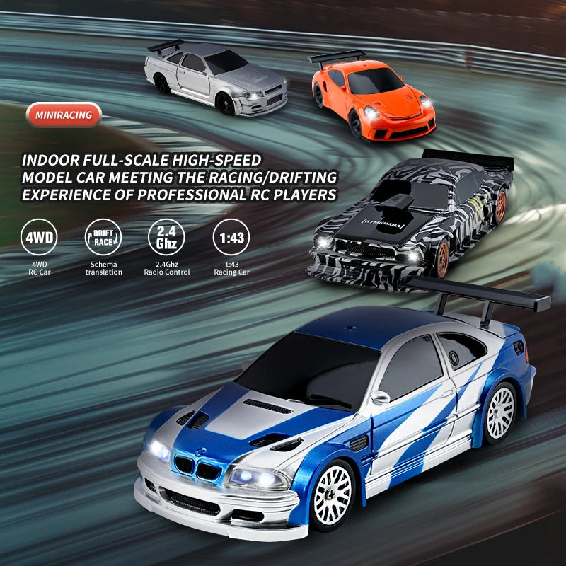 JIKEFUN 1/43 4WD Mini RC Drift Racing Car – Upgraded Gyro Assist, 2.4G High-Speed Radio Control RTR Vehicle with Rechargeable Battery - Product Photo 3