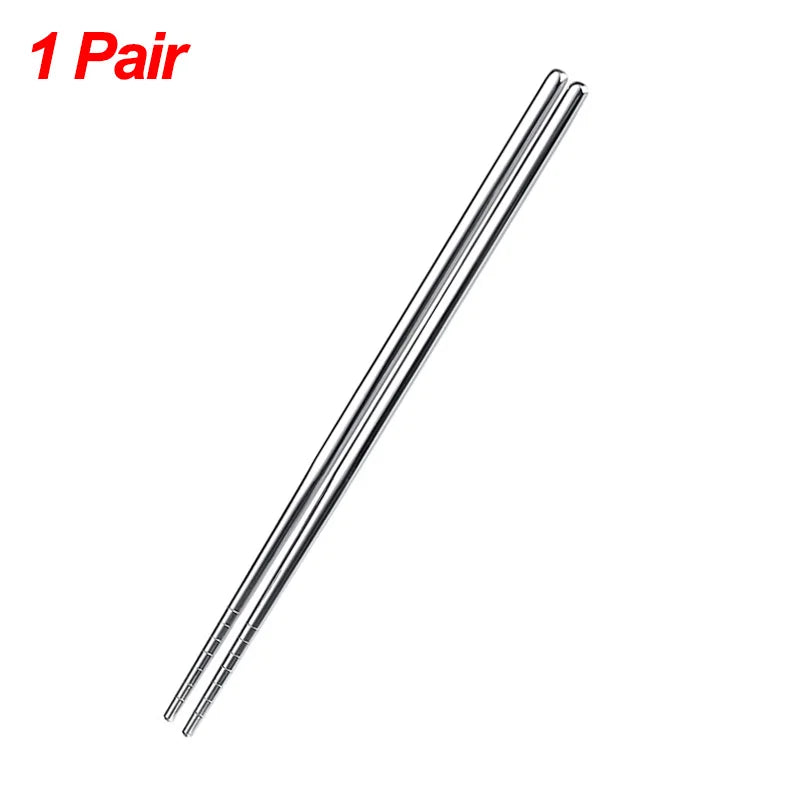 304 Stainless Steel Non-Slip Metal Chopsticks – Eco-Friendly Asian Dining Set for Sushi, Noodles & Asian Food - 1 pair