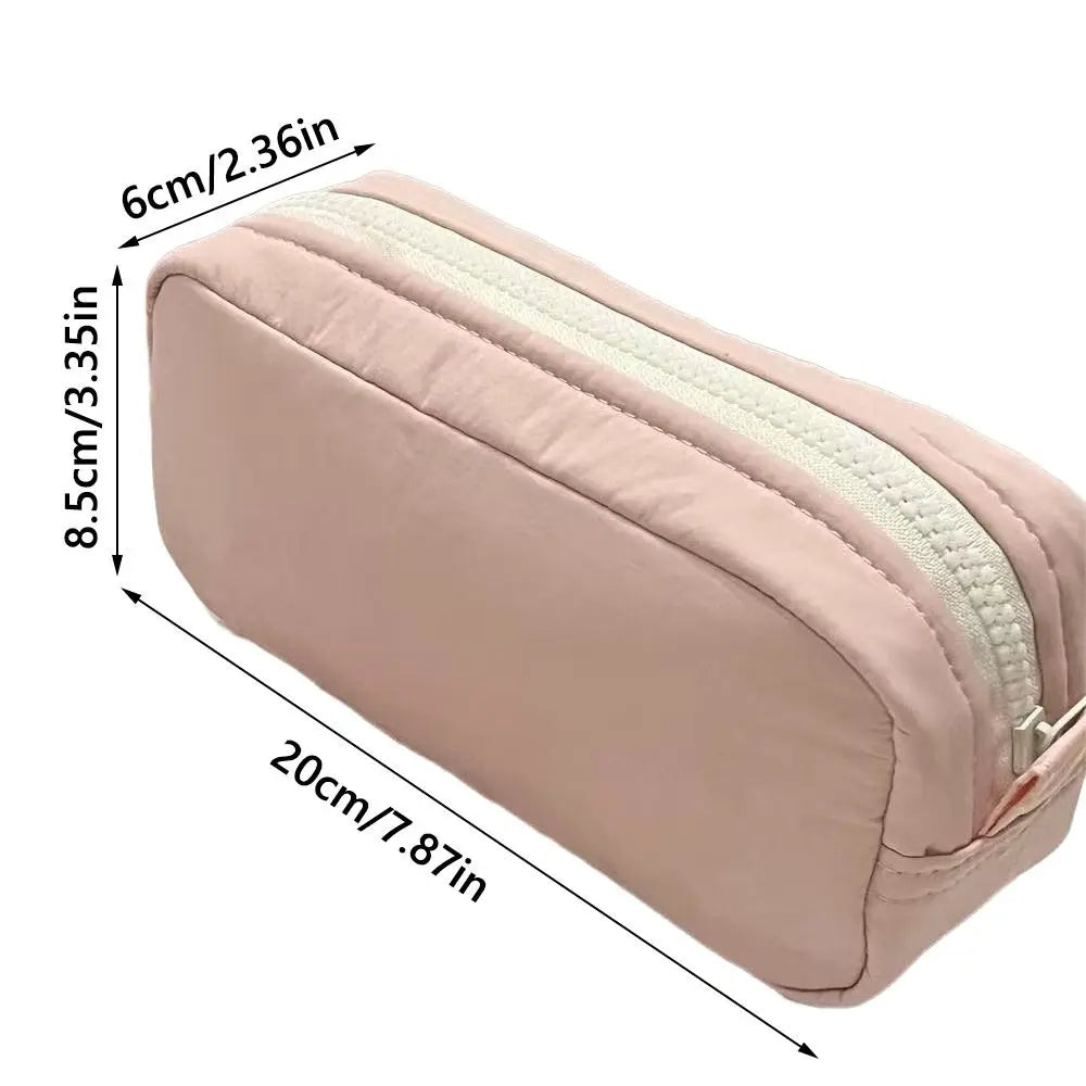 Solid Color Portable Zippered Pencil Bag - Product Photo 6