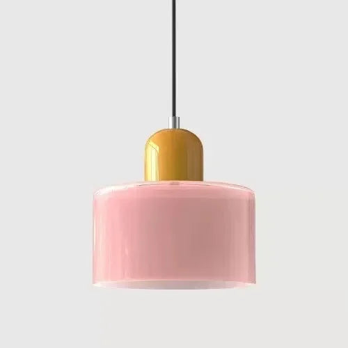 Vintage Stained Glass Chandelier Light Fixture – Modern Retro E27 Pendant Lamp in Pink, Orange, Green & White - Warm White - Pink5