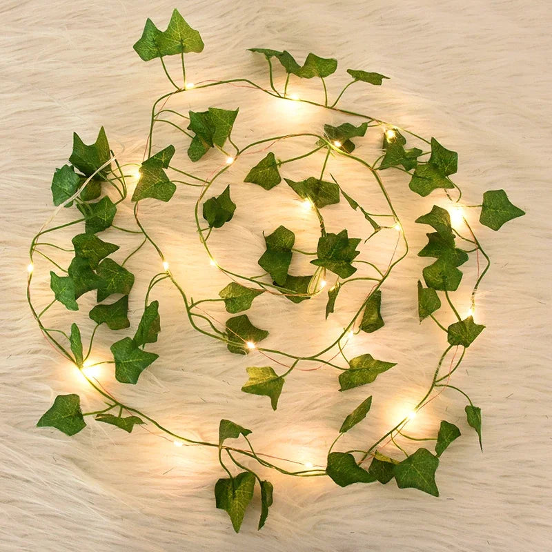 LED Artificial Green Ivy Leaf Vine Fairy String Lights – Hanging Garland Lamp for Room Decor, Garden, Bridal Shower & Parties - Product Photo 2