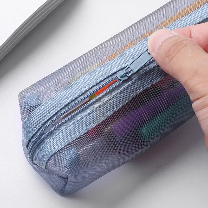 Clear Mesh Pen Bag – Simple Aesthetic Student Pencil Pouch & Exam Organizer - Product Photo 6