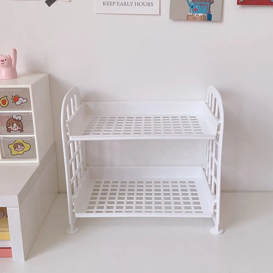 Multifunctional Plastic Desk Organizer Shelf – Cute Dorm & Office Stationery Storage - Product Photo 1