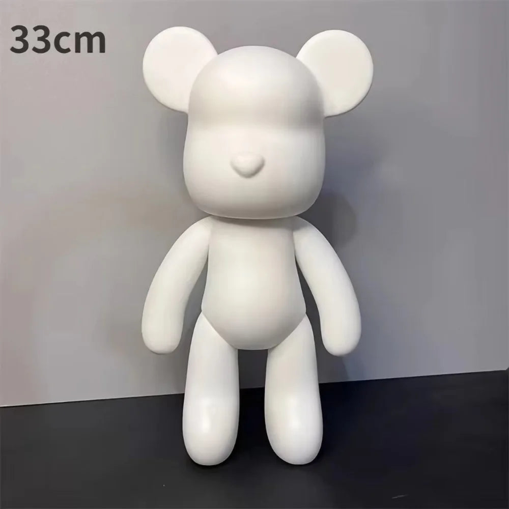 DIY Fluid Bear Keychain Set – Miniature Violent Bear Pouring Paint White Mold Doll for Keyring & Bag Accessory - Fluid bear 33cm