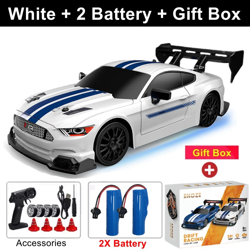 1:24 Scale 4WD RC Drift Car GTRPRO / AE86PRO Model – 2.4G High-Speed Remote Control 4x4 Drift Racing Vehicle Toy with Rechargeable Lithium Battery - GTRPRO White 2B Box