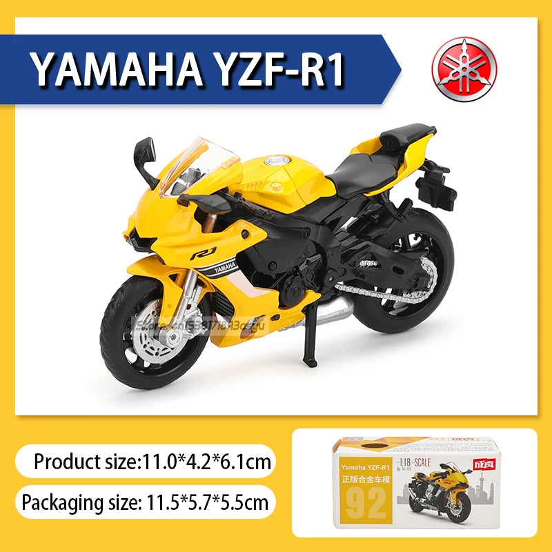 MSZ 1:18 Scale Diecast Alloy Motorcycle Model – Replica Suzuki GSX-R1000 & Yamaha YZF-R1 Static Display Superbike - 1-18 YAMAHA YZF-R1